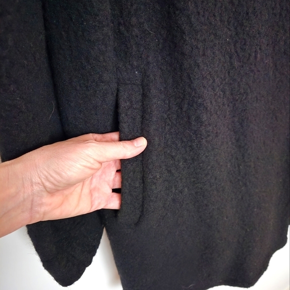 Eileen Fisher Black wool blend single button winter coat | size large - Picture 4 of 9